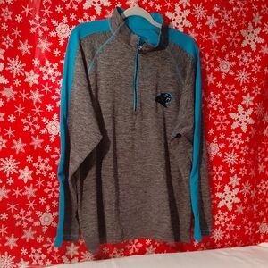 Panthers Gray and Blue Men's Quarter-Zip Shirt Size XXL